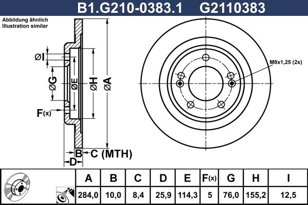 Тормозной диск GALFER 1440636004 B1.G210-0383.1 BZ 2O2OU изображение 0