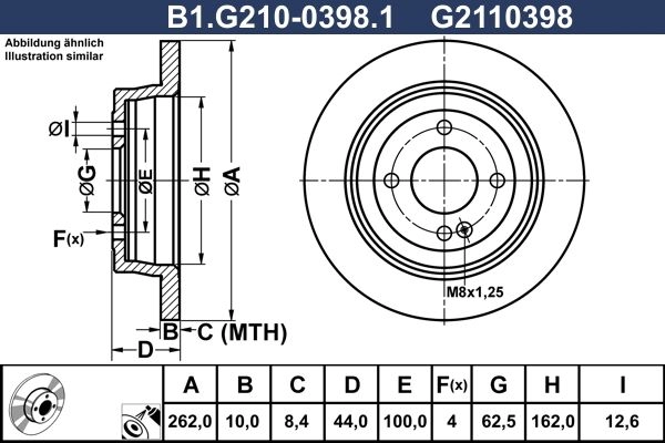 Тормозной диск GALFER 1440636005 B1.G210-0398.1 IQ TULW изображение 0
