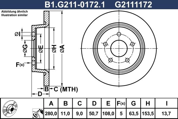 Тормозной диск GALFER 1440636020 B1.G211-0172.1 9GSR F9 изображение 0