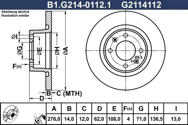 Тормозной диск GALFER B1.G214-0112.1 0L 3M1 1440636046