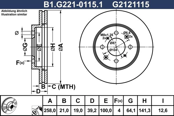 Тормозной диск GALFER 52U1 C 1440636082 B1.G221-0115.1 изображение 0