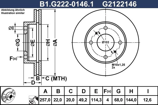 Тормозной диск GALFER B1.G222-0146.1 1440636086 BF 52YMX изображение 0