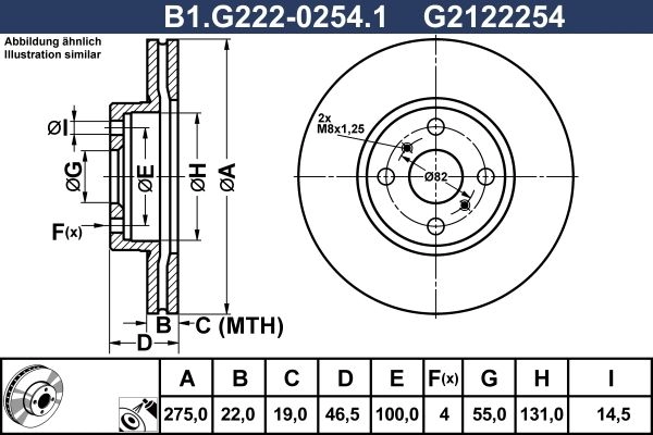 Тормозной диск GALFER 1440636102 B1.G222-0254.1 X9QH7 H изображение 0