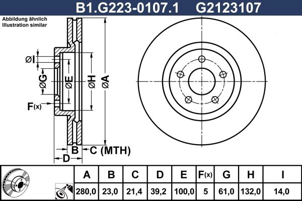 Тормозной диск GALFER YPAR Q 1440636115 B1.G223-0107.1 изображение 0