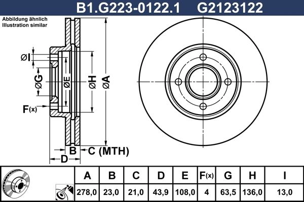 Тормозной диск GALFER B1.G223-0122.1 7CAQW MS 1440636122 изображение 0