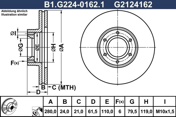 Тормозной диск GALFER O ZW7S 1440636130 B1.G224-0162.1 изображение 0