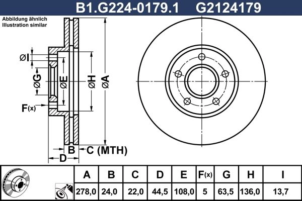 Тормозной диск GALFER B1.G224-0179.1 P1 RGN5 1440636133