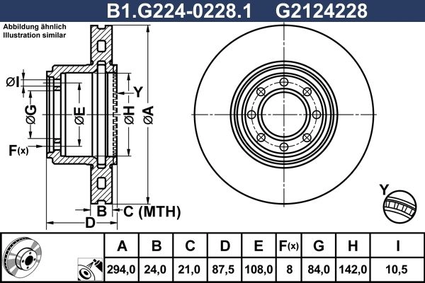 Тормозной диск GALFER HCA I9FQ 1440636141 B1.G224-0228.1 изображение 0