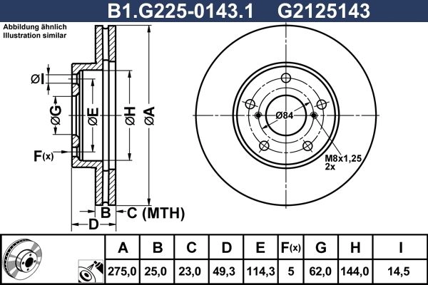 Тормозной диск GALFER 1440636147 049 6T B1.G225-0143.1 изображение 0