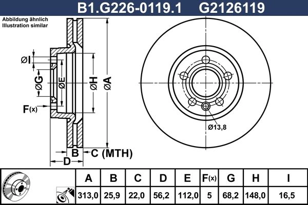 Тормозной диск GALFER B1.G226-0119.1 LTU 730V 1440636161 изображение 0
