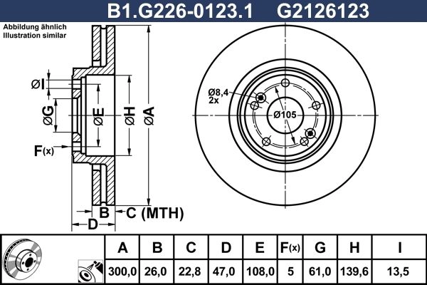 Тормозной диск GALFER BBH Z5N 1440636164 B1.G226-0123.1 изображение 0