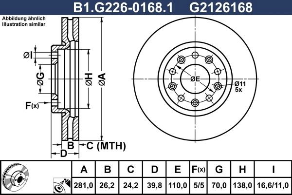 Тормозной диск GALFER 1440636181 B1.G226-0168.1 Y91J6 2H изображение 0