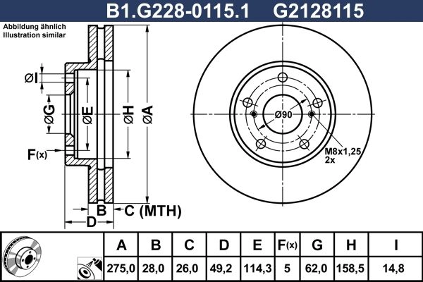 Тормозной диск GALFER 1440636190 B1.G228-0115.1 BS9ZR O изображение 0