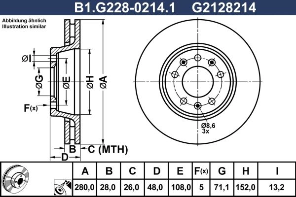 Тормозной диск GALFER B1.G228-0214.1 HL8 SVNA 1440636211 изображение 0