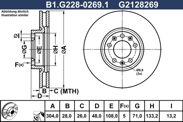 Тормозной диск GALFER 1440636224 B1.G228-0269.1 UYA5G JW изображение 0