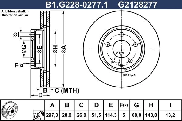 Тормозной диск GALFER 1440636225 B1.G228-0277.1 GDI MI изображение 0