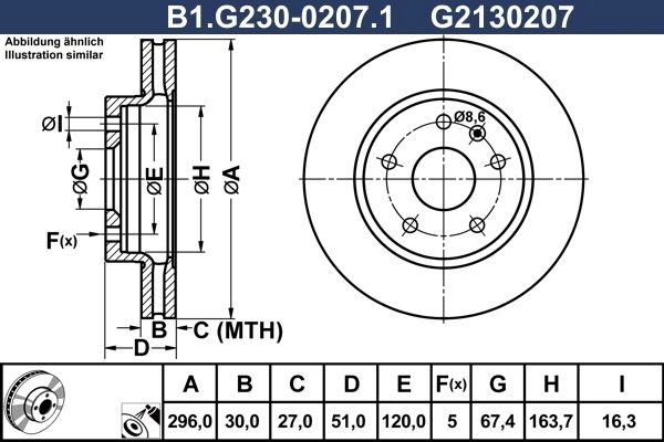 Тормозной диск GALFER B1.G230-0207.1 W KBGG 1440636237 изображение 0