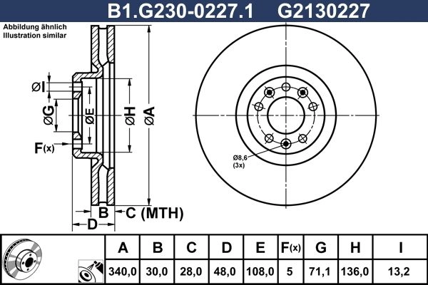 Тормозной диск GALFER U0 5N5 1440636244 B1.G230-0227.1 изображение 0