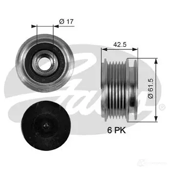 Обгонная муфта генератора GATES BQ BFY5 5414465895272 410957 oap7047 изображение 0