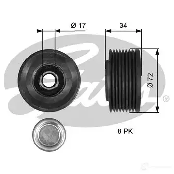 Обводной ролик приводного ремня GATES A3S 2W t36093 1424934000 5400608113334 изображение 0