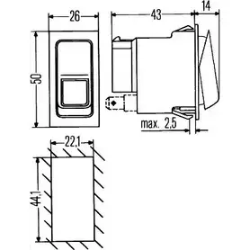 Клавиша HELLA AQQ6FYS 06 2016 6FH 007 832-107 20188 изображение 0