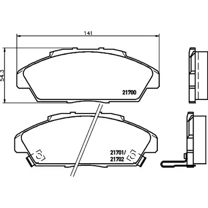 Тормозные колодки дисковые, комплект HELLA 30285 8DB 355 027-221 T 2616A D1C9N0W