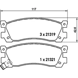 Тормозные колодки дисковые, комплект HELLA PNXYI0 T 2117A 8DB 355 029-881 30546 изображение 0