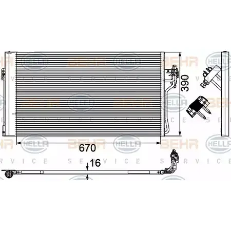Радиатор кондиционера HELLA 2UEN0J 8FC 351 024-511 38629 _BEHR HELLA SERVICE_