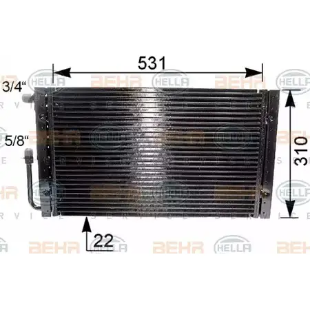 Радиатор кондиционера HELLA 38834 8FC 351 038-091 9JG9FNY _BEHR HELLA SERVICE_