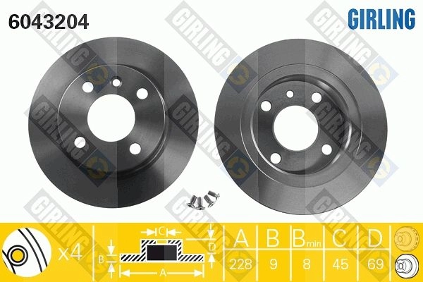 Тормозной диск GIRLING 3322937461547 WXC4 ZXT 6043204 6240924 изображение 0