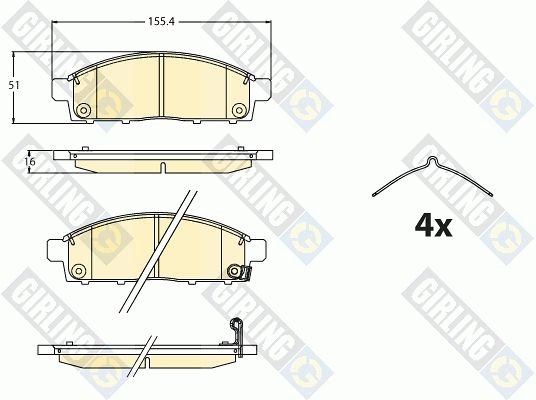 Тормозные колодки дисковые, комплект GIRLING 2292603 2 4530 6121246 GXBZ5PD