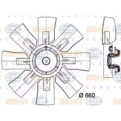 Вентилятор радиатора двигателя HELLA 68GZH 8MV 376 727-061 _BEHR HELLA SERVICE_ 49861 изображение 0