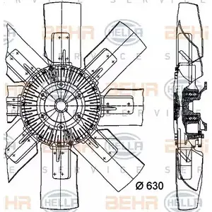Вентилятор радиатора двигателя HELLA 8MV 376 728-031 Z1ZT7 49881 _BEHR HELLA SERVICE_