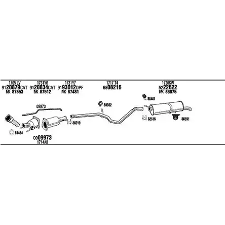Система выпуска ОГ Walker PEK016615A MCEUYT 144295 O9 M68U изображение 0