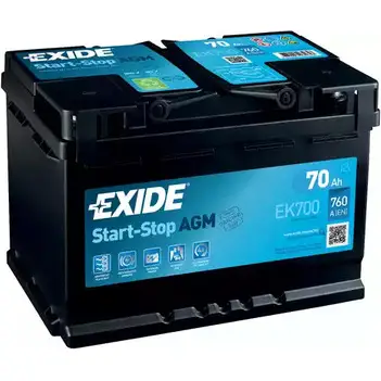Аккумулятор 70 ач обратная 760 а 12 в start-stop agm 275x175x190 EXIDE 265210 EK700 (067AGM) EK700 067AGM