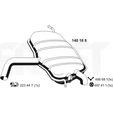 Задний глушитель ERNST 298425 L1 VX2 140188 KBEDUG0 изображение 0