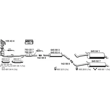 Система выпуска ОГ ERNST 298964 190061 LX4MM54 9JEFT5 F