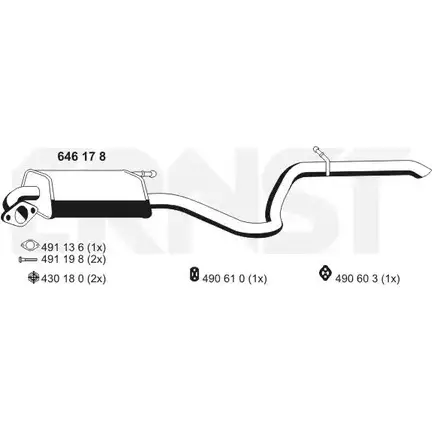 Задний глушитель ERNST 646178 301633 EI4 TG BQF8NT изображение 0