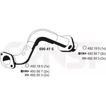 Выхлопная труба глушителя ERNST 2LW IB TOO4PIV 301767 690416