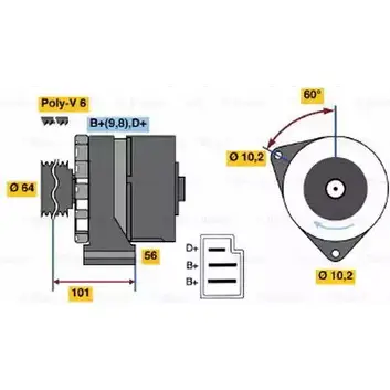 Генератор Bosch 0 120 489 327 304904 XW6U1 K1 (R) 14V 28/70A