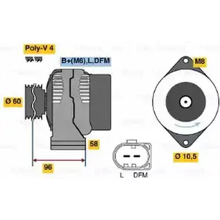 Генератор Bosch 305316 KCB1 (<) 14V 50/85A 0 124 325 007 JDOHD4G изображение 0