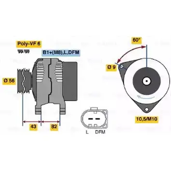 Генератор Bosch D773DB 305477 0 124 515 024 NCB1 (>) 14V 74/130A изображение 0