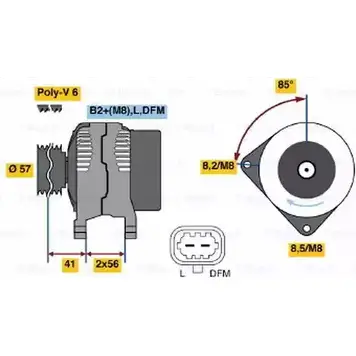 Генератор Bosch 0 124 525 174 E8 (>) 14V 82/155A L1PJJ55 305569