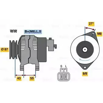 Генератор Bosch 8 002 21T3SKY 333238 0 986 080 020