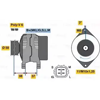 Генератор Bosch 0 986 080 770 8 077 333312 4JP9I изображение 0