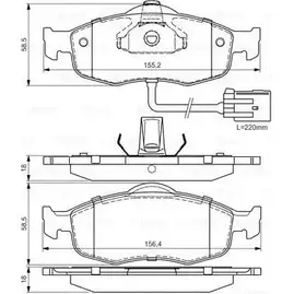 Тормозные колодки, дисковые, комплект Bosch 0 986 495 028 BP540 342605 21638
