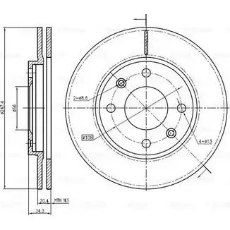 Тормозной диск Bosch H6T2ZV DFD46 94 344772 0 986 BB4 304 изображение 0