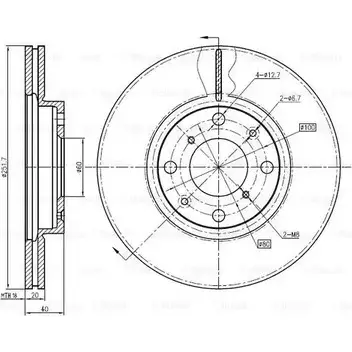 Тормозной диск Bosch O9BOZ 0 986 BB4 361 DF D6035 344783 изображение 0