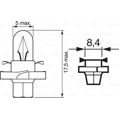 Лампа BX8.4D 1.2 Вт 12 В BOSCH 1987302242 57D29SA 350348 12V 1,2W