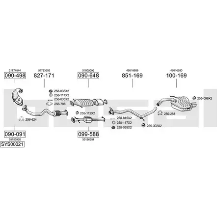 Выхлопная система BOSAL SYS00021 F0LZL DA 536555